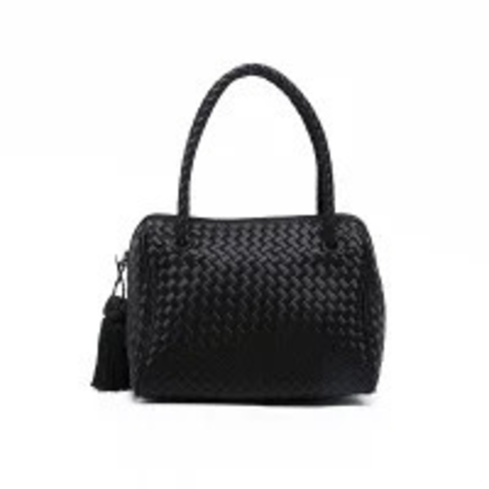 Bottega Veneta Intrecciato Satin Handbag Black